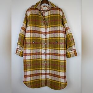 NEW Sundance Doran Plaid Wool Blend Longline Coat Jacket Oversized Outdoor Boho